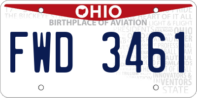 OH license plate FWD3461