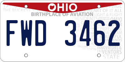 OH license plate FWD3462