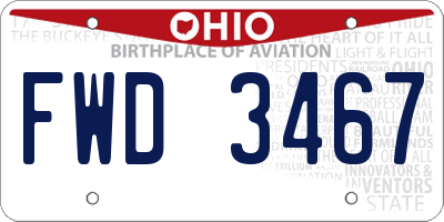 OH license plate FWD3467