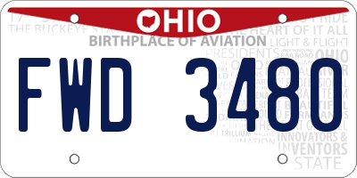 OH license plate FWD3480