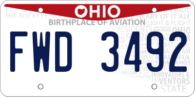 OH license plate FWD3492