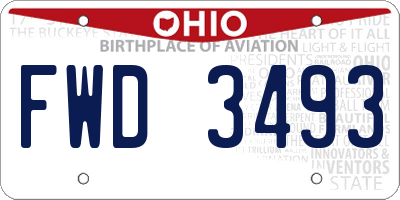 OH license plate FWD3493