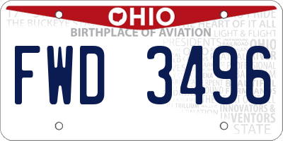 OH license plate FWD3496