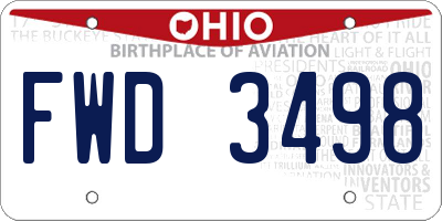 OH license plate FWD3498