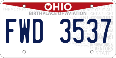 OH license plate FWD3537