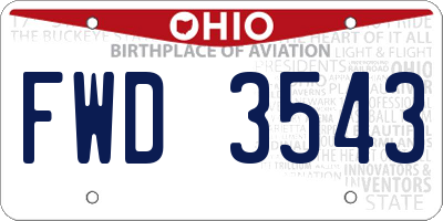 OH license plate FWD3543