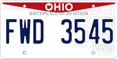 OH license plate FWD3545