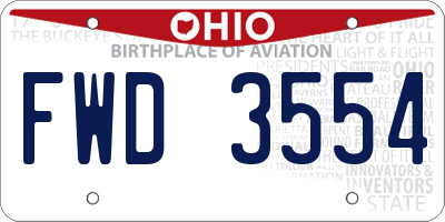 OH license plate FWD3554