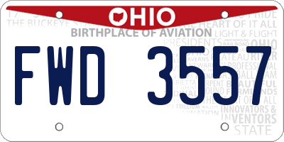 OH license plate FWD3557