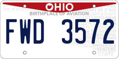 OH license plate FWD3572