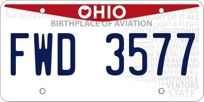 OH license plate FWD3577