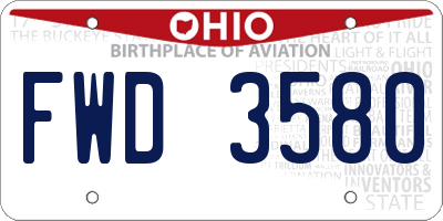 OH license plate FWD3580