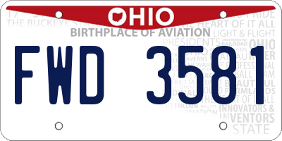 OH license plate FWD3581