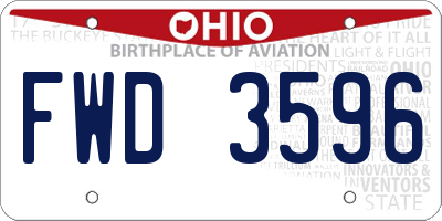 OH license plate FWD3596
