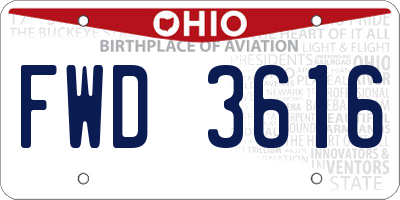 OH license plate FWD3616