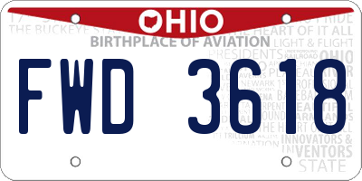 OH license plate FWD3618