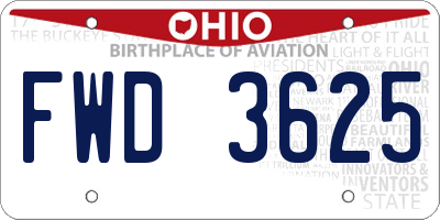OH license plate FWD3625