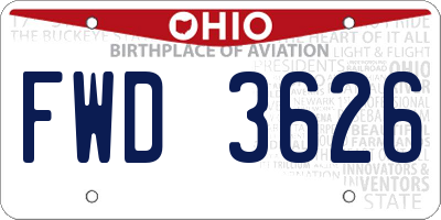 OH license plate FWD3626