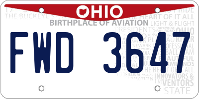OH license plate FWD3647