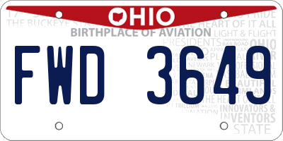 OH license plate FWD3649