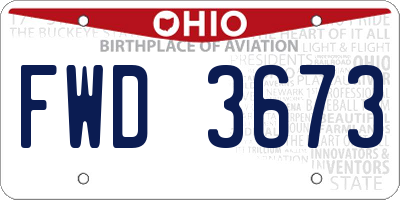 OH license plate FWD3673