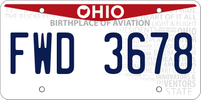 OH license plate FWD3678
