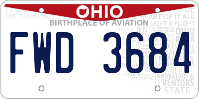 OH license plate FWD3684