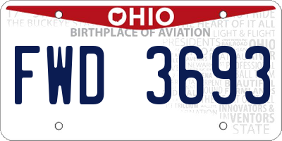 OH license plate FWD3693