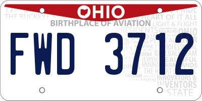 OH license plate FWD3712