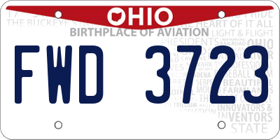 OH license plate FWD3723