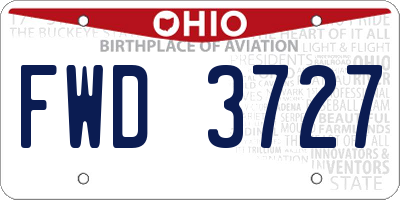 OH license plate FWD3727