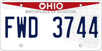 OH license plate FWD3744