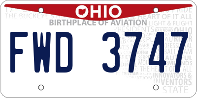 OH license plate FWD3747
