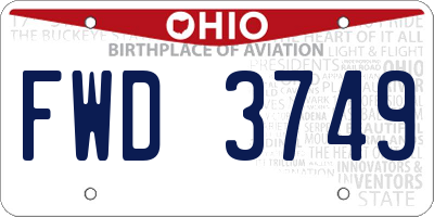 OH license plate FWD3749