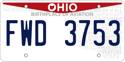 OH license plate FWD3753