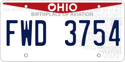 OH license plate FWD3754