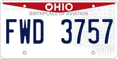 OH license plate FWD3757