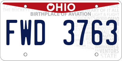 OH license plate FWD3763