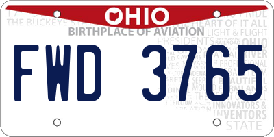 OH license plate FWD3765
