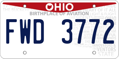 OH license plate FWD3772