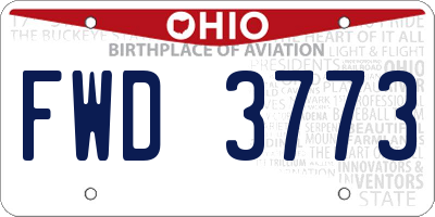 OH license plate FWD3773
