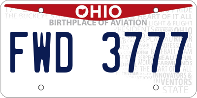 OH license plate FWD3777