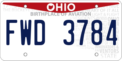 OH license plate FWD3784