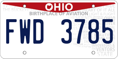 OH license plate FWD3785