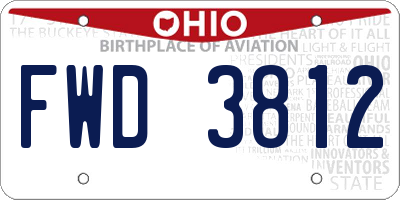 OH license plate FWD3812