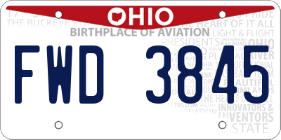 OH license plate FWD3845