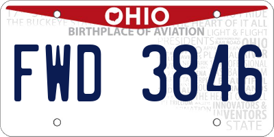 OH license plate FWD3846