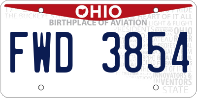 OH license plate FWD3854