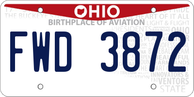 OH license plate FWD3872