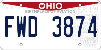 OH license plate FWD3874